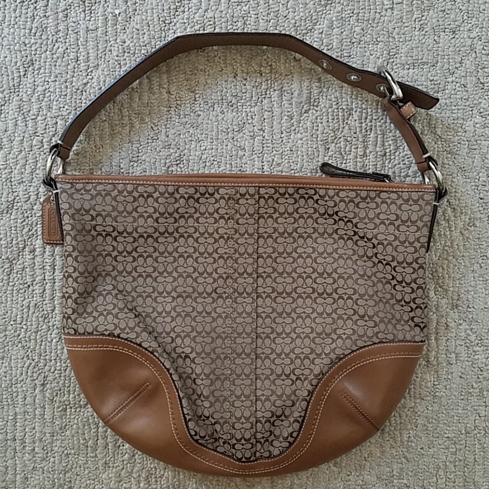 Coach Medium Tan Buckle Strap Hobo Purse